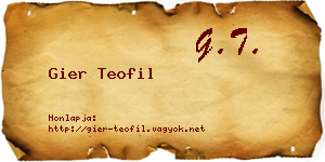 Gier Teofil névjegykártya
